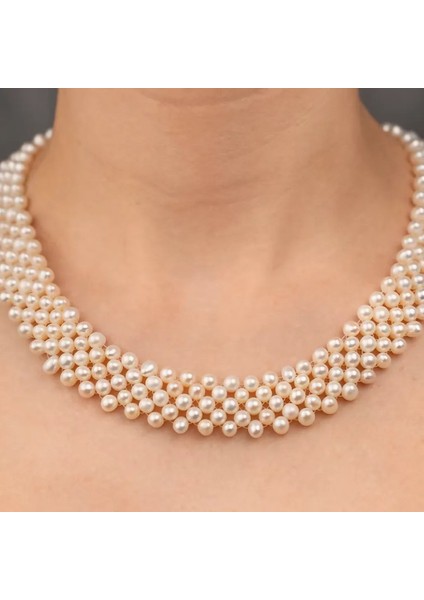 Örgü Formlu Çok Sıralı Kolye Tic4