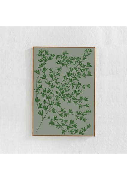 Adaçayı Yeşili Sanat: Ekstra Büyük Botanik Duvar Sanatı, Sanat, Yatak Odası / Oturma Odası Dekoru