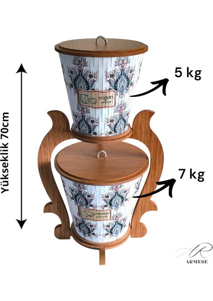 2 Katlı Ahşap Nordic Style Patateslik ve Soğanlık Sebzelik Organizer Düzenleyici fiyatları