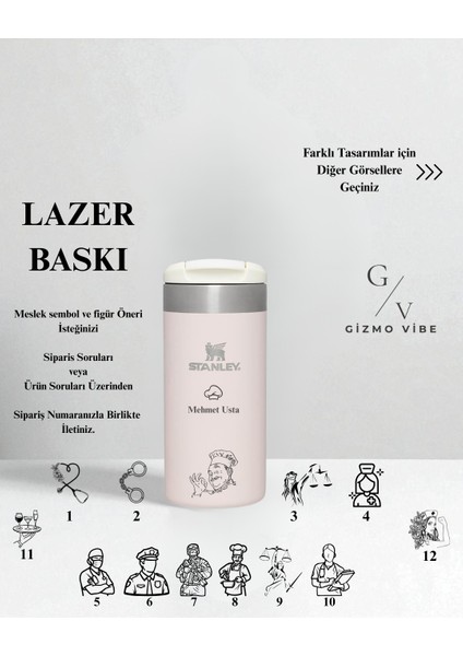 Kişiselleştirilebilir Stanley The Aerolight Transit Bardak 0,35 L Rose Özel Isimli
