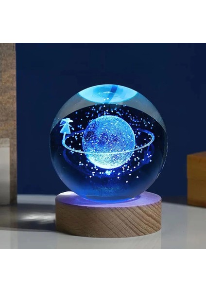 Renk Değiştiren Satürnlü Kız Cam Küre