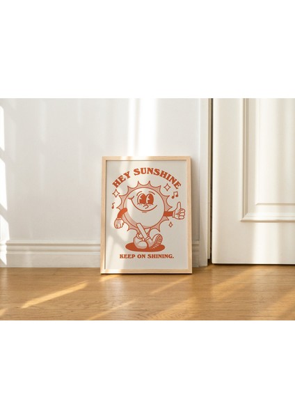 Güneş Retro Karakter Duvar Sanatı, Retro Söz Duvarı, Retro Duvar Dekoru