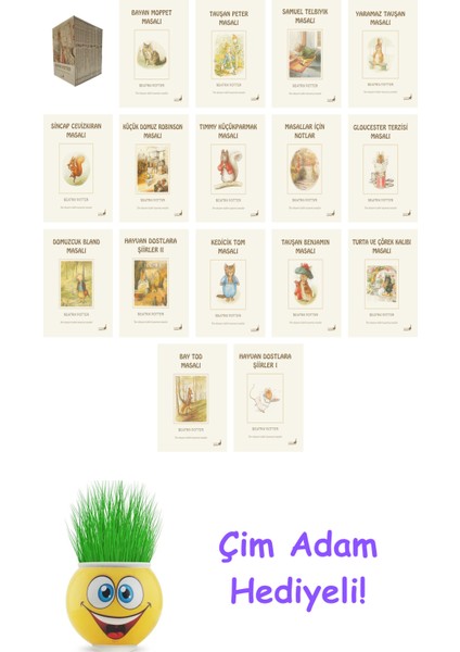 Beatrix Potter 17 Kitap Seti + Çim Adam Hediye