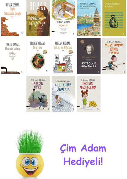 Orhan Kemal 13 Kitap Seti + Çim Adam Hediye