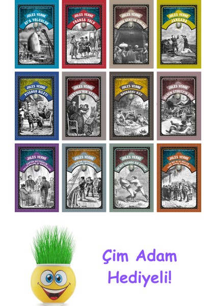 Jules Verne 12 Kitap Seti + Çim Adam Hediye
