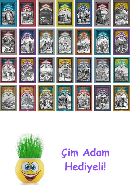 Jules Verne 28 Kitap Seti + Çim Adam Hediye