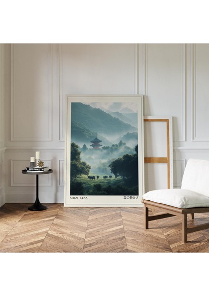 Ormanın Japon Huzuru, Adaçayı Yeşili Japon Duvar Sanatı, Wabi Sabi Duvar Sanatı