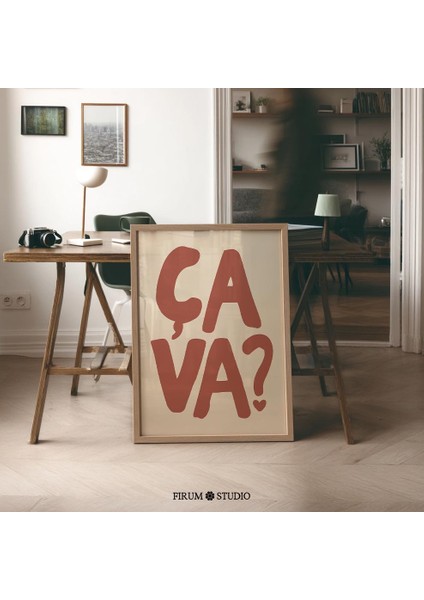 Ça Va Fransızca Söz Duvar Sanatı, Kırmızı Tipografi Dopamin Dekoru