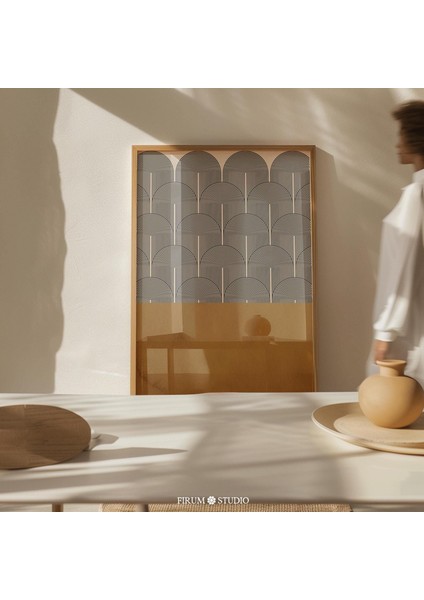 Sarı Geometrik Orta Yüzyıl Duvar Sanatı