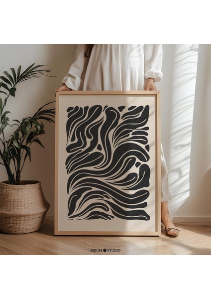 Kasvetli Soyut Siyah ve Bej Çizgi Sanatı