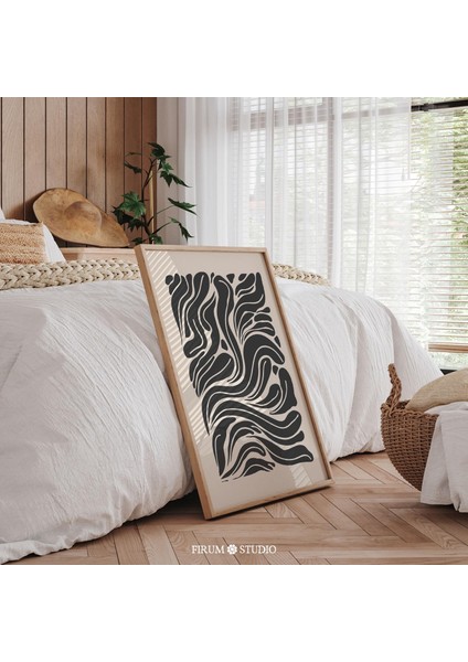 Kasvetli Soyut Siyah ve Bej Çizgi Sanatı fiyatları