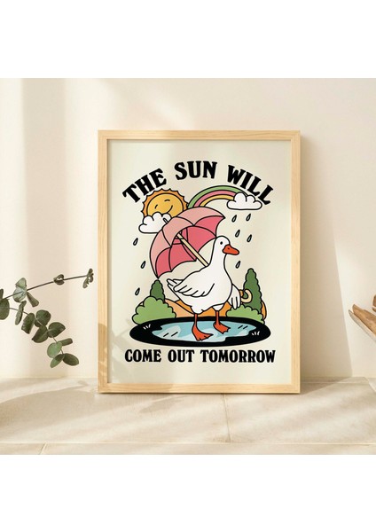 Sevimli Kaz Duvar Baskısı, Ruh Sağlığı Olumlaması Öz Bakım Illüstrasyonu