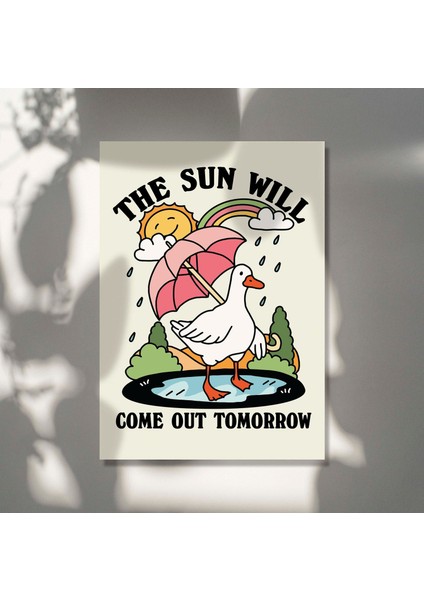 Sevimli Kaz Duvar Baskısı, Ruh Sağlığı Olumlaması Öz Bakım Illüstrasyonu modelleri