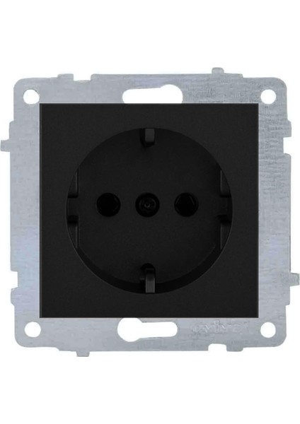 Grano Metalik Siyah Topraklı Priz