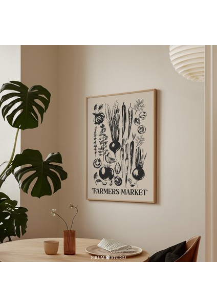 Çiftçi Pazarı Mutfak Duvar Dekoru, Çiftlik Evi Estetik Duvar Sanatı