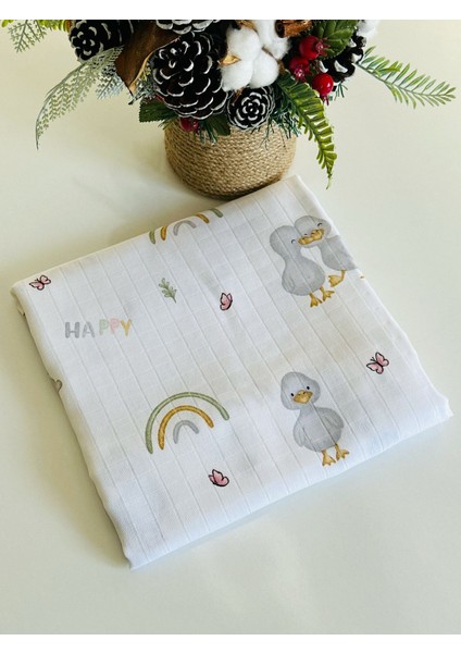 Pamuk Müslin Bebek Battaniyesi Müslın Örtü 80 x 90 Cm