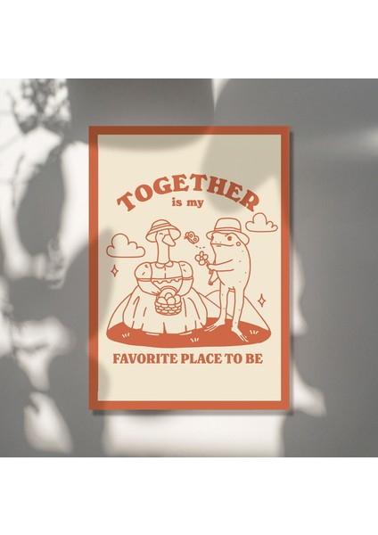 Sevimli Kurbağa ve Kaz Baskısı, Favori Yer Alıntısı, Romantik Dekor, Yanık Turuncu Yeşil Retro Poster modelleri