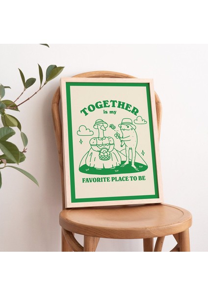 Sevimli Kurbağa ve Kaz Baskısı, Favori Yer Alıntısı, Romantik Dekor, Yanık Turuncu Yeşil Retro Poster fırsatları