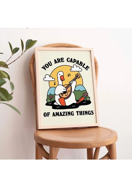 Çerçeveli Retro Banjo Kaz Baskısı, Olumlu Baskılar, Olumlu Şarkı Söyleyen Kaz Posteri fiyatları