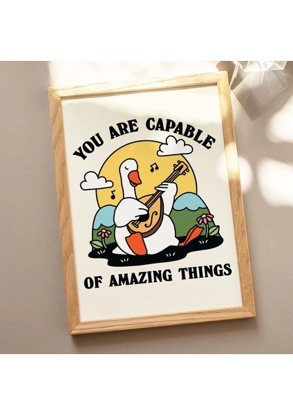 Çerçeveli Retro Banjo Kaz Baskısı, Olumlu Baskılar, Olumlu Şarkı Söyleyen Kaz Posteri modelleri