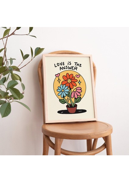 Aşk Çiçekleri Poster Baskısı, Retro Botanik Illüstrasyon, Renkli Bitki Baskıları fırsatları