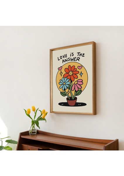 Aşk Çiçekleri Poster Baskısı, Retro Botanik Illüstrasyon, Renkli Bitki Baskıları