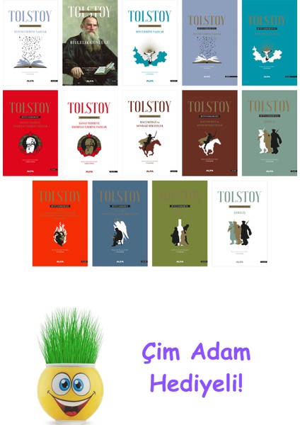 Lev Nikolayeviç Tolstoy 14 Kitap Seti + Çim Adam Hediye