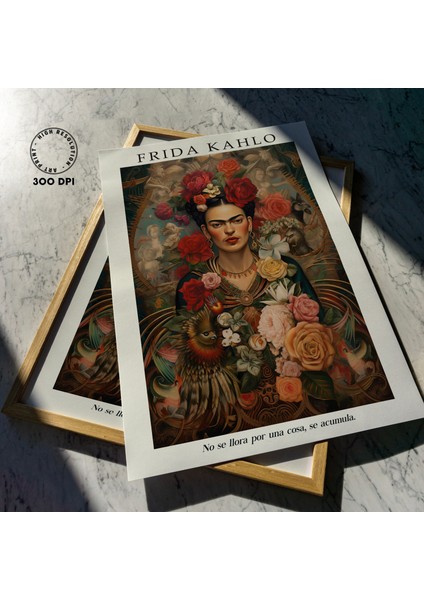 Frida Kahlo Çiçekli Portre Posteri, Alıntılarla Meksika Sanatı modelleri
