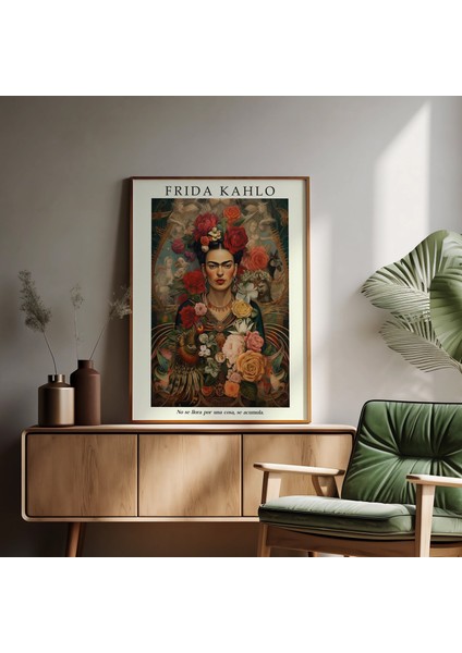 Frida Kahlo Çiçekli Portre Posteri, Alıntılarla Meksika Sanatı fırsatları