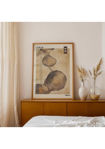 Jirin Japandi Ağaç Halkaları Duvar Sanatı, Wabi Sabi Ahşap Desenli