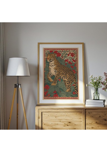 Leopar Halk Sanatı: Eski Orman Hayvanı Illüstrasyonu ( & ) fiyatları