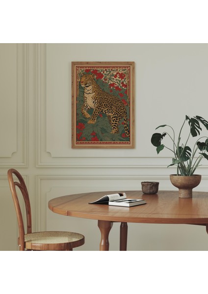 Leopar Halk Sanatı: Eski Orman Hayvanı Illüstrasyonu ( & )