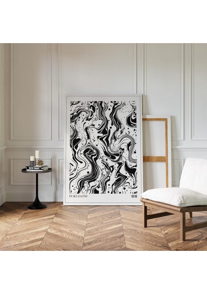 Siyah Beyaz Japon Duvar Sanatı, Orta Yüzyıl Modern Poster