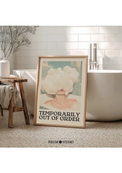 Geçici Olarak Kullanım Dışı Komik Banyo Duvar Sanatı, Retro Pastel