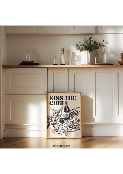 Şefi Öpücük Duvar Sanatı, Eklektik Mutfak Duvar Dekoru, Modern Yemek Odası Duvar Sanatı