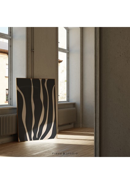 Modern Organik Sanat, Bej ve Siyah, Büyük Soyut, Minimal Duvar Sanatı