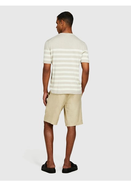 %100 Keten Slim Fit Bermuda Şort Erkek Bej Şort - 325P4AGHS9010 fiyatları