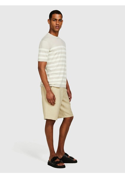 %100 Keten Slim Fit Bermuda Şort Erkek Bej Şort - 325P4AGHS9010 modelleri