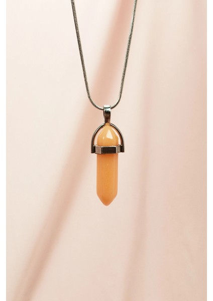 Himalaya Doğal Taşı Zincirli El Yapımı Tasarımlı Kolye Uç: 3,5 cm Zincir: 20 cm Kutulu