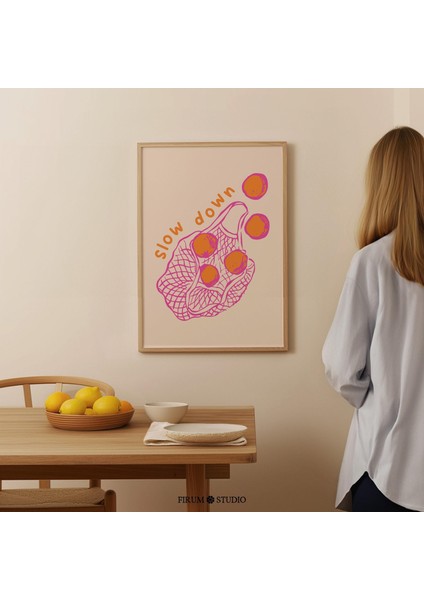Yavaşla Ilham Verici Duvar Sanatı, Günlük Motivasyon, Sevimli Portakallar Poster