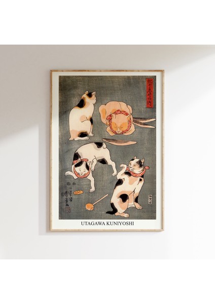 Japon Kedi Sanatı 2'li Set, Utagawa Kuniyoshi'nin Japon Kedisi modelleri