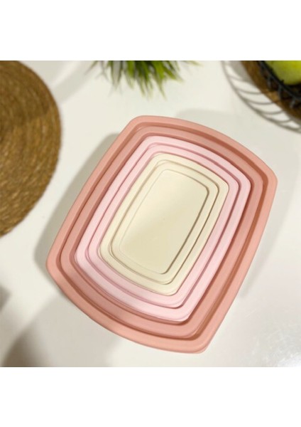 6'lı Dikdörtgen Hava Geçirmez Saklama Kabı Seti ,dolap Düzenleyici Organizer