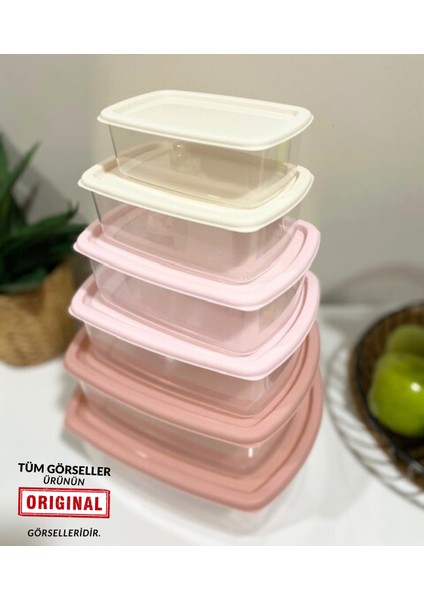 6'lı Dikdörtgen Hava Geçirmez Saklama Kabı Seti ,dolap Düzenleyici Organizer