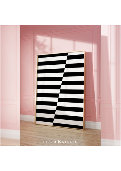 Siyah Beyaz Duvar Sanatı, Geometrik Poster, Orta Yüzyıl Modern