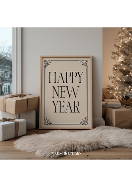 Mutlu Yıllar Duvar Sanatı, Minimalist Modern Yılbaşı Dekoru