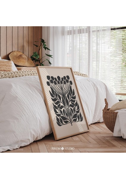 Bohem Çiçekli, Siyah ve Bej Duvar Sanatı fiyatları