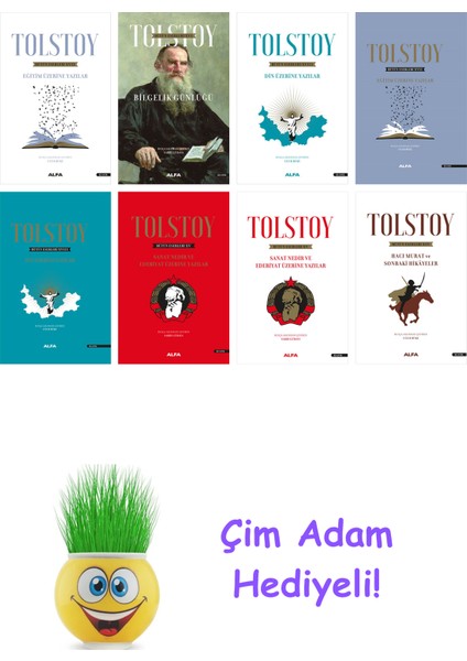 Lev Nikolayeviç Tolstoy 8 Kitap Seti + Çim Adam Hediye