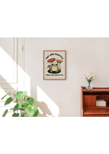 Kurbağa Mantarı Cottagecore, Sevimli Kurbağa, Pozitif, Retro Duvar Dekoru, Büyük Sanat indirimleri