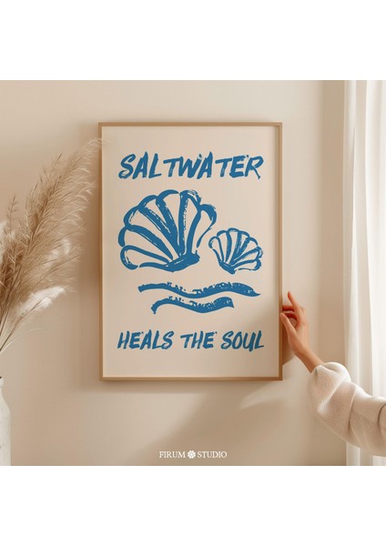 Tuzlu Su Ruhu Iyileştirir Duvar Sanatı, Sahil Ev Dekorasyonu, Deniz Kabukları