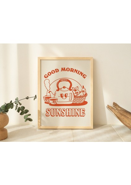 Mutfak Duvar Baskısı, Retro Kahvaltı Illüstrasyonu, Vintage Kettle 70'ler Poster, Yemek Dekoru